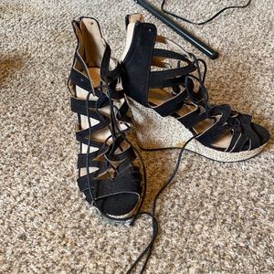 Strappy wedged heels